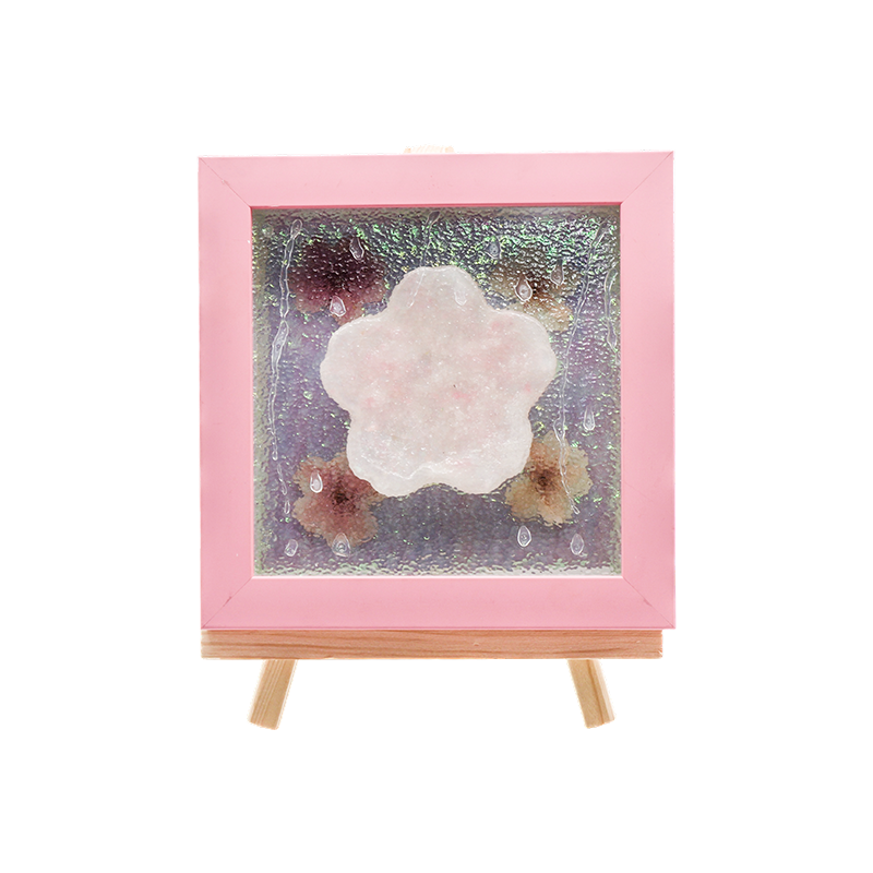 Lámpara artística de flor de cerezo con marco de madera amarilla-Lluvia Yozakura