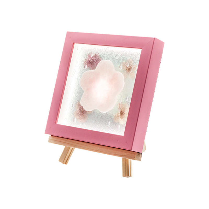 Lámpara artística de flor de cerezo con marco de madera amarilla-Lluvia Yozakura