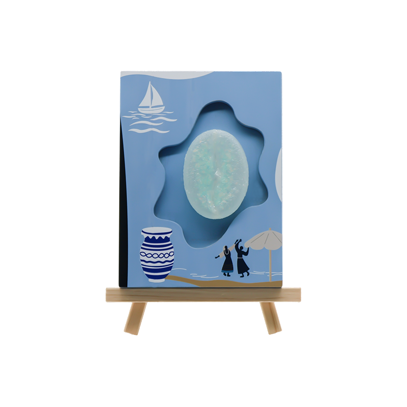 Ocean Wind Turing - Lámpara artística de madera con relieve de granos de café, luz del mar del amor