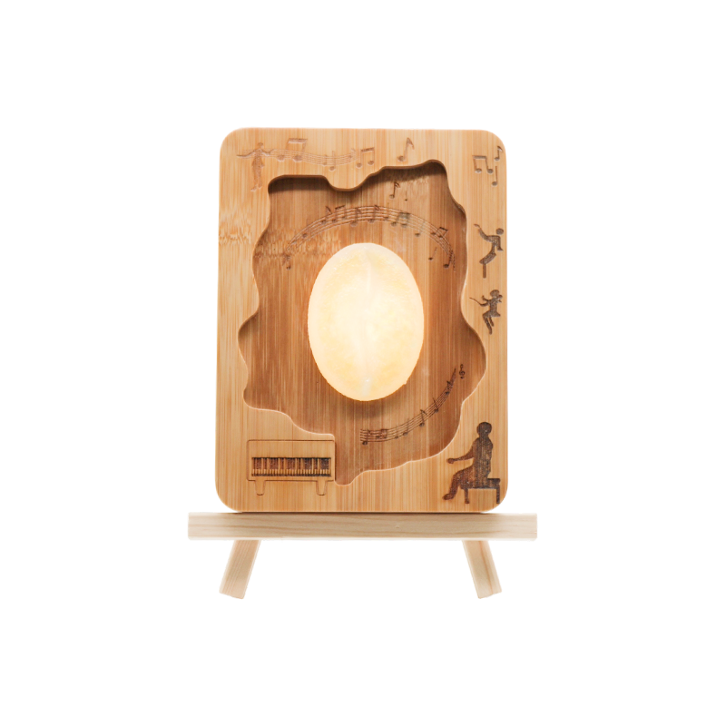 Marco en relieve irregular música arte en madera luz-frijol tiempo de sonido
