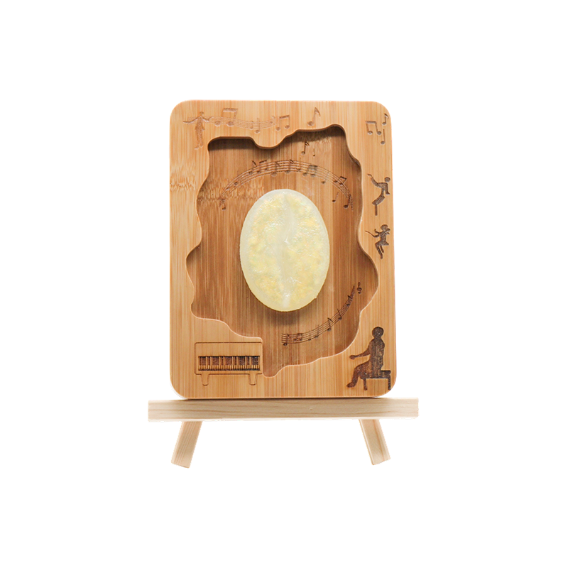 Marco en relieve irregular música arte en madera luz-frijol tiempo de sonido